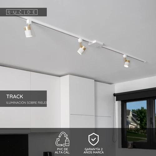 Lucide TRACK Conector en L - Sistema de carril monofásico / Iluminación con rieles - Izquierda - Blanco(Extensión) - USP